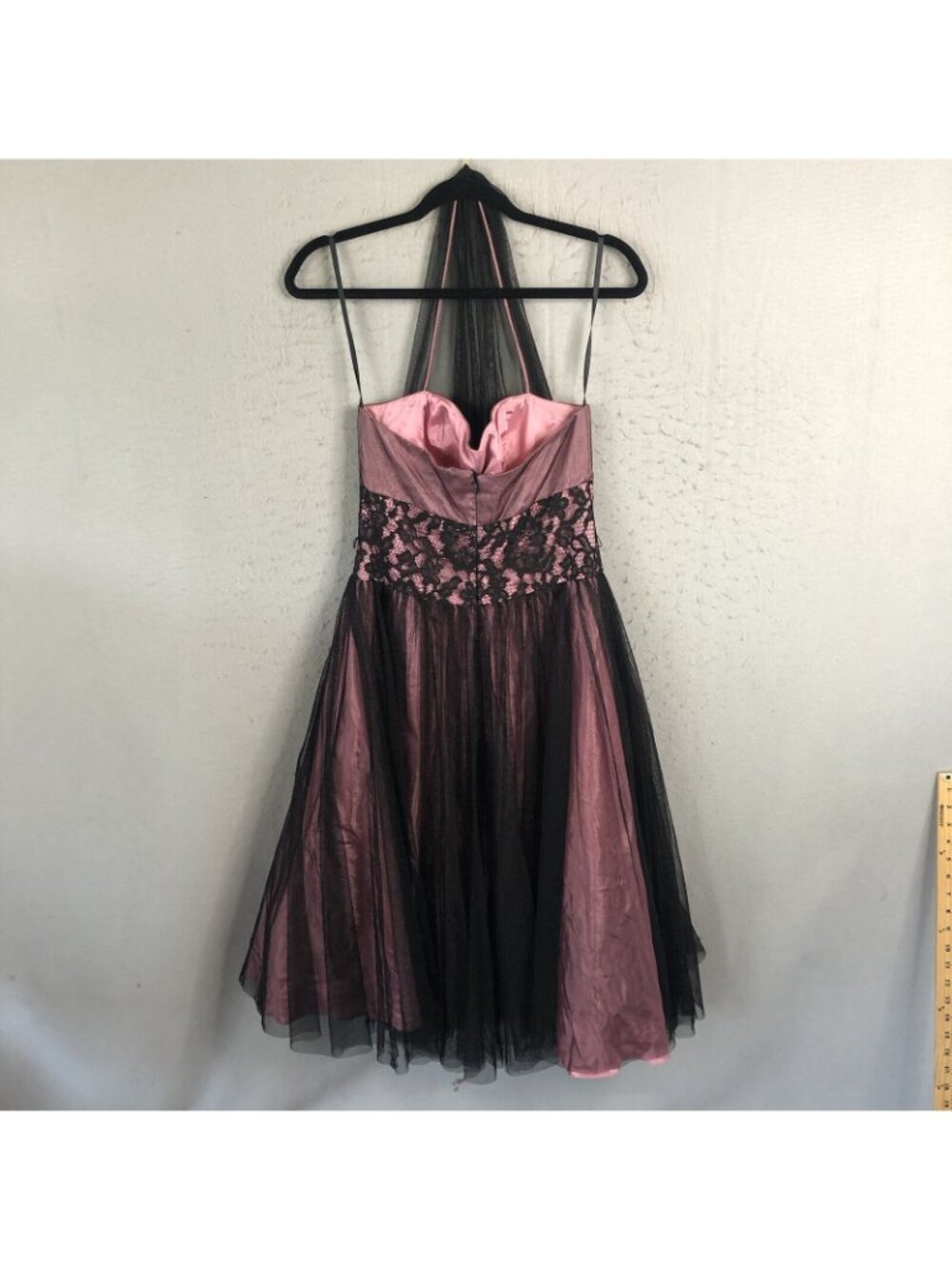 Betsy & Adam Dress Women 6 Purple Black Mesh Whimsigoth Fairy Grunge Y2K Halter - Picture 4 of 16